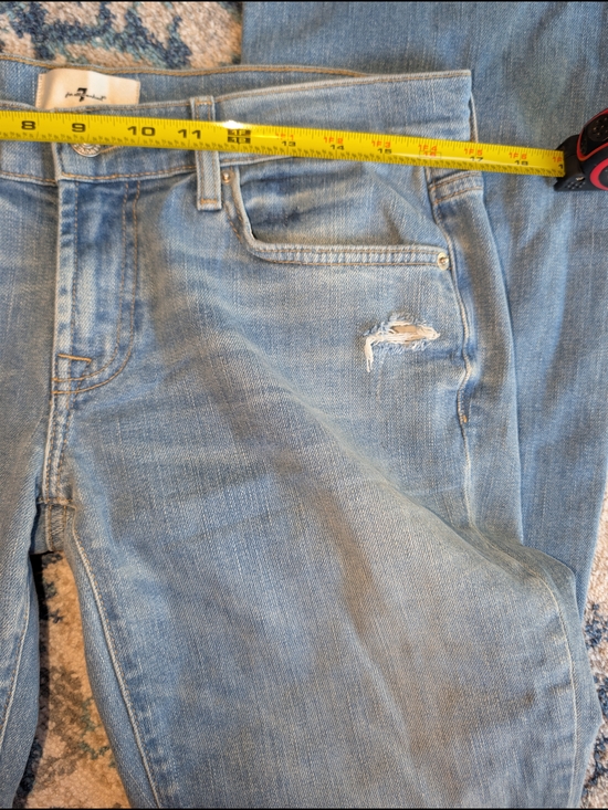 7 For All Mankind Denim - 7 For All Mankind Light Blue Distressed Boot Cut Jeans Boho Casual